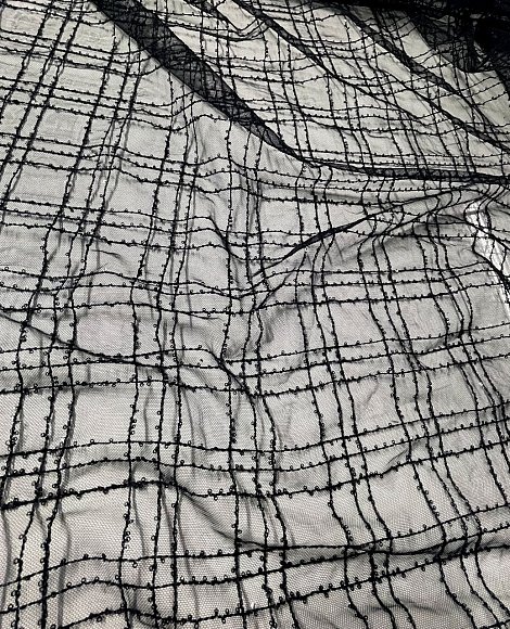 Фатин черный в квадрат с пайеткой 